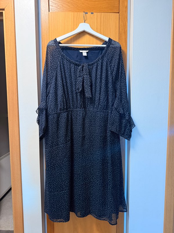 HM MAMA navy dot dress