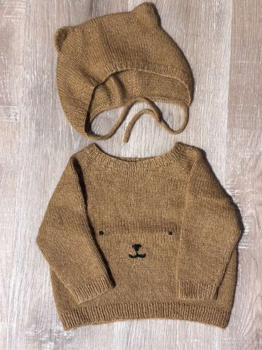 Prjónapeysa+húfa bangsa