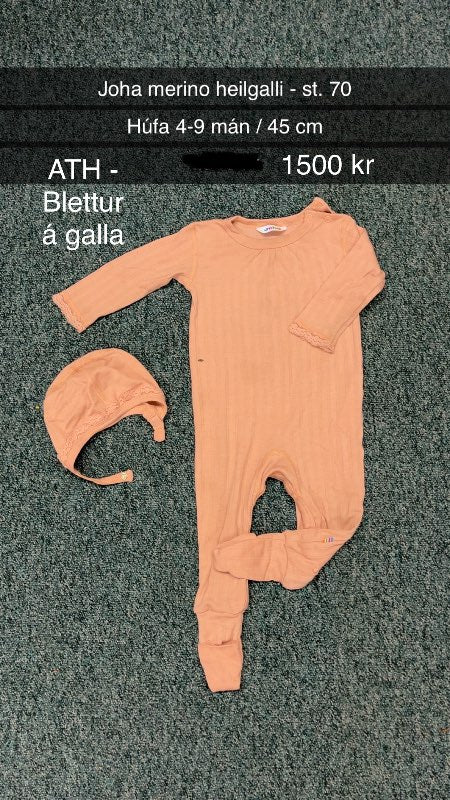 Joha merino heilgalli og húfa, bleikur