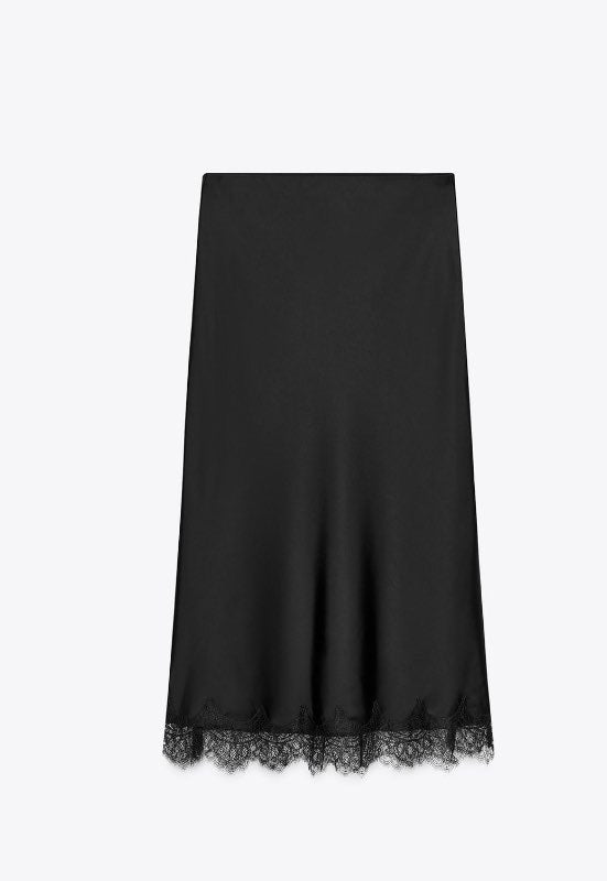 Zara satín pils svart