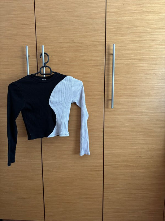 Síðerma bolur svartur/hvítur