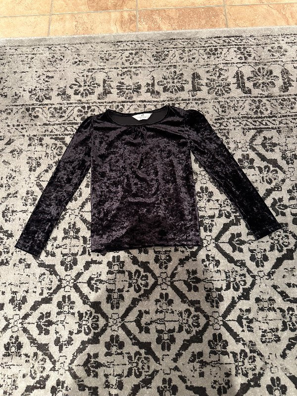 Velúr síðermabolur svartur