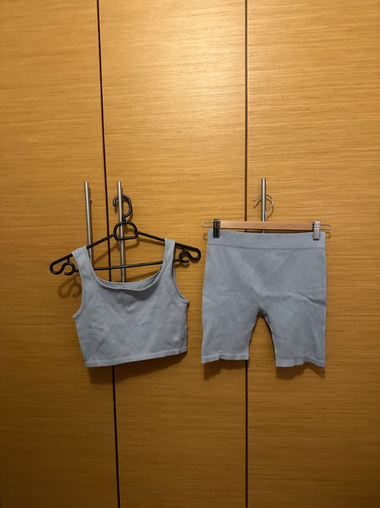 Hlýrab+Stuttb (sett) - blátt