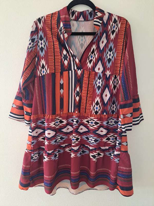 MEXICAN STAMP DRESS SHEIN
