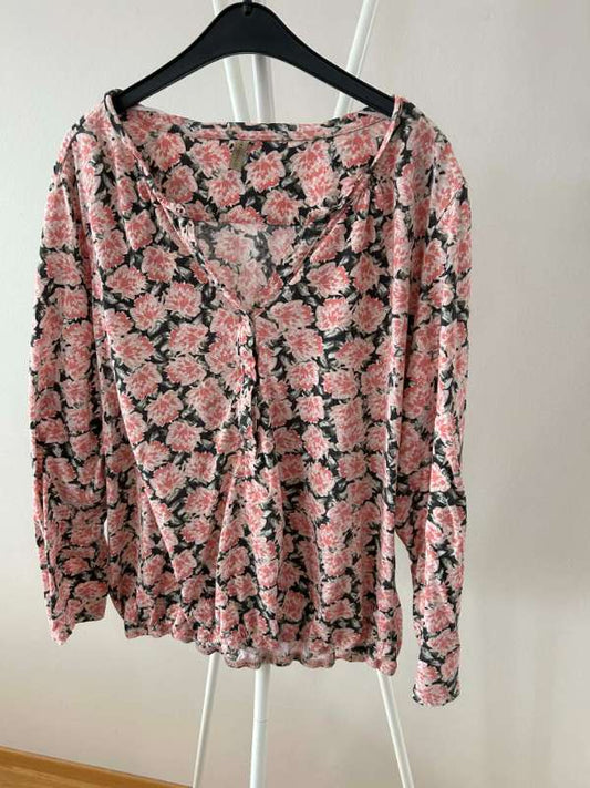 Peysa þunn bleik rósótt