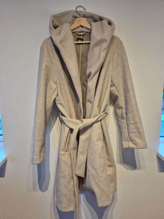 Yfirhöfn - ZARA kápa beige m. hettu - E