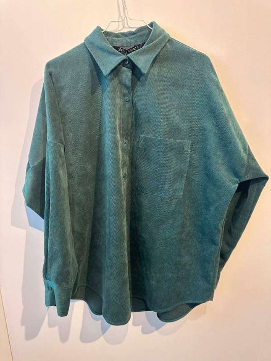 Skyrta flauels græn Zara