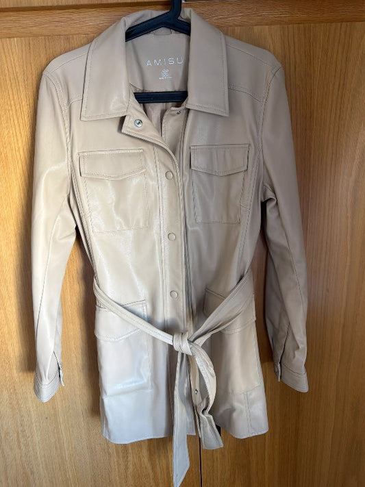 Beige pleðurjakki