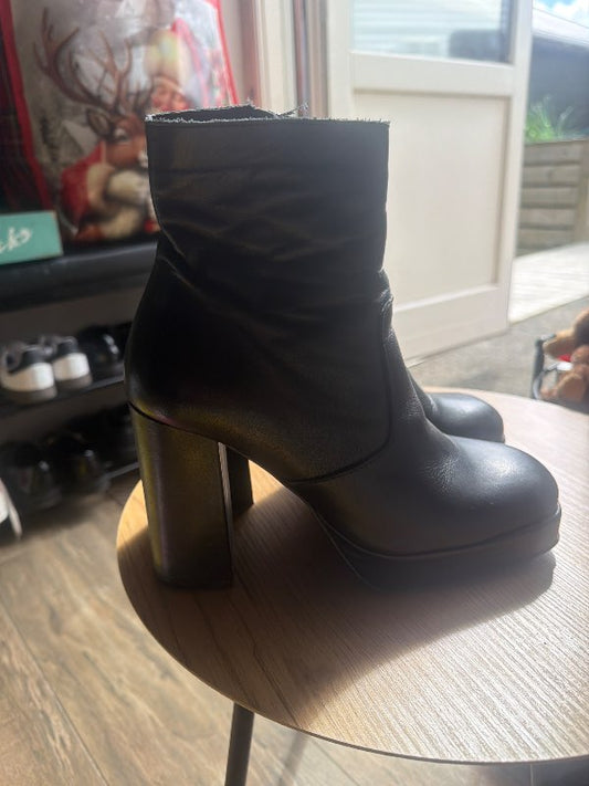 Black high heels leather