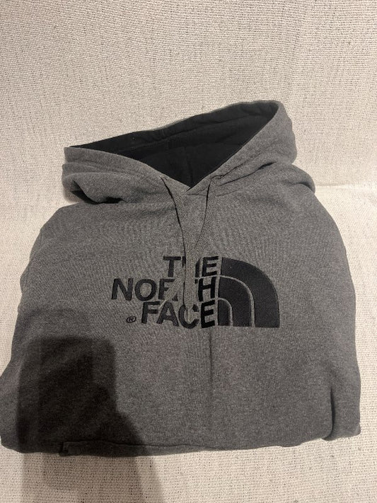 North face grá hettu peysa