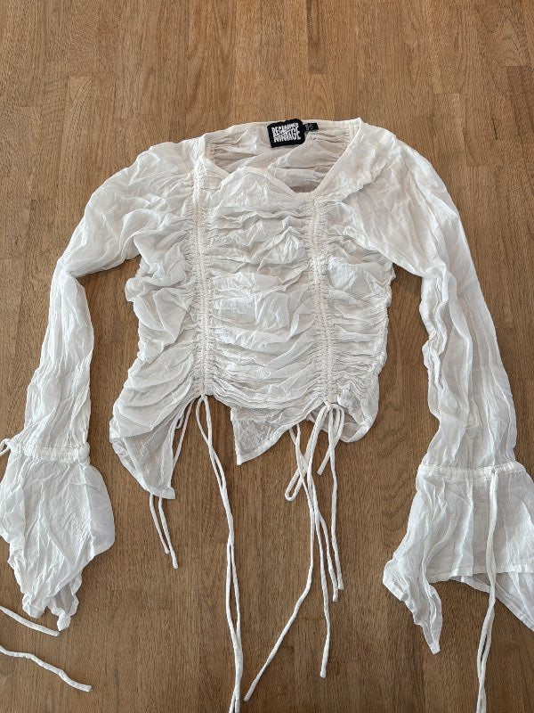 Síðerma fínn bolur- Reclaimed vintage- hvítur