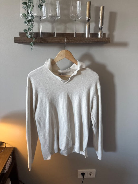 Zara hvít polo peysa