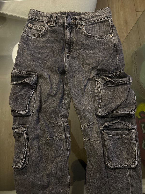 Zara gráar gallabuxur