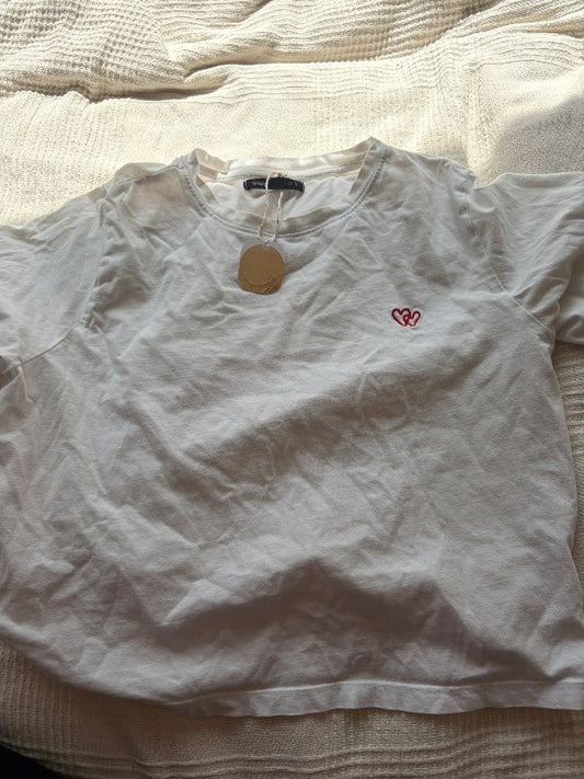 White T-shirt hearts SINSAY cotton