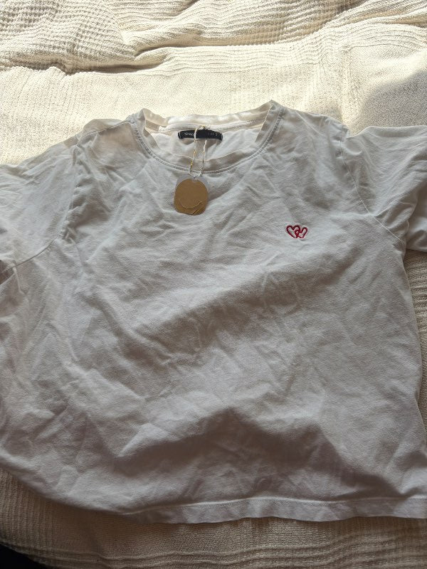 White T-shirt hearts SINSAY cotton