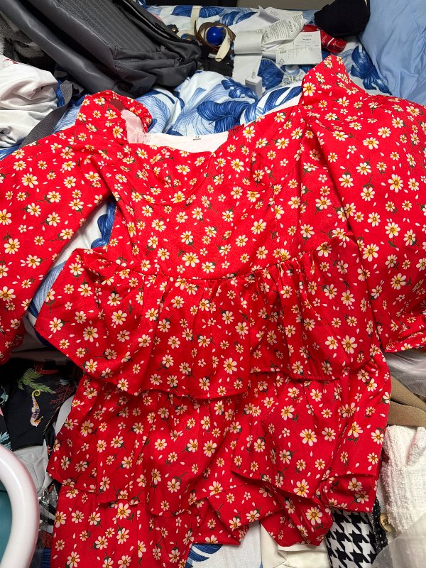 Red sunflowe flower dress