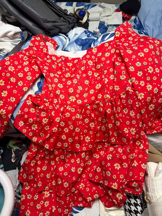 Red sunflowe flower dress