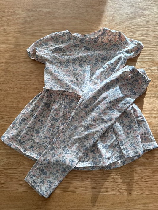 Wheat sett, kjóll+leggings blóma