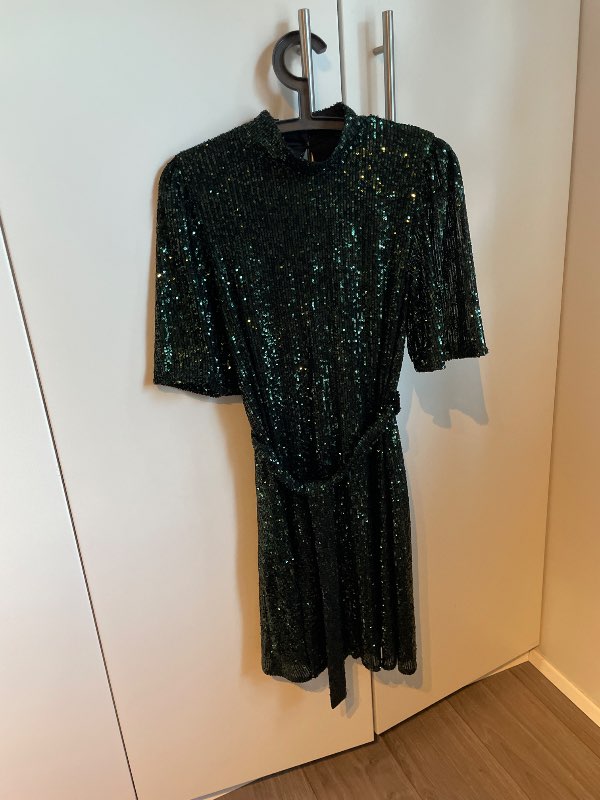 Pallíettu kjóll-Grænn