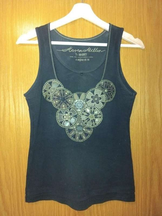 svartur karen millen toppur med skrauti